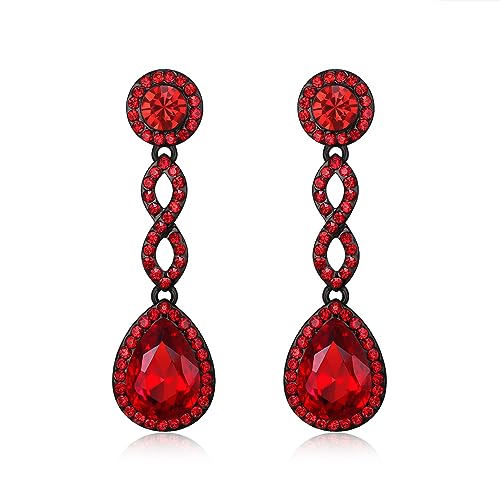 Clearine Kronleuchter Ohrringe für Damen Braut funkelnde Teardrop Strass Kristall Tropfen Prom Party hängen Ohrstecker Rubin Schwarz-Ton Clearine Kronleuchter Ohrringe für Damen Braut funkelnde Teardrop Strass Kristall Tropfen Prom Party hängen Ohrstecker Rubin Schwarz-Ton von Clearine