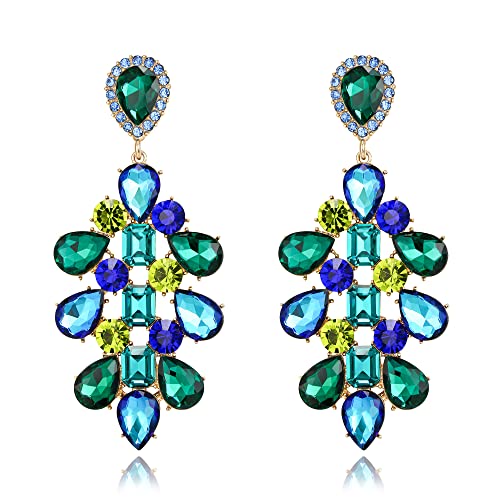 Clearine Kronleuchter Tropfen Ohrringe Strass Kristall Teardrop Rechteck Smaragd geschnitten lange Ohrstecker für Damen Party Prom Grün Blau Gold-Ton Clearine Kronleuchter Tropfen Ohrringe Strass Kristall Teardrop Rechteck Smaragd geschnitten lange Ohrstecker für Damen Party Prom Grün Blau Gold-Ton von Clearine