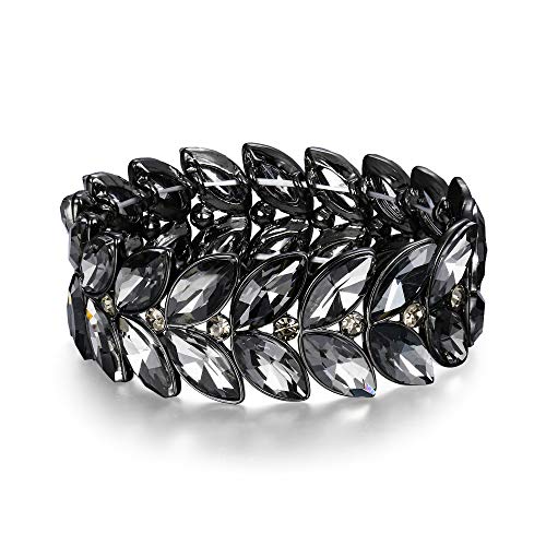 Clearine Marquise Kristall Armkette Hochzeit Braut Strass Stretch Armreif Armband Grau Schwarz-Ton Clearine Marquise Kristall Armkette Hochzeit Braut Strass Stretch Armreif Armband Grau Schwarz-Ton von Clearine