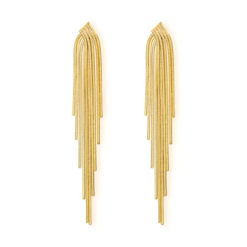 Clearine Mode lange Kronleuchter Quaste lineare baumeln Tropfen Ohrringe für Damen Hochzeit Partei Prom Gold-Ton von Clearine