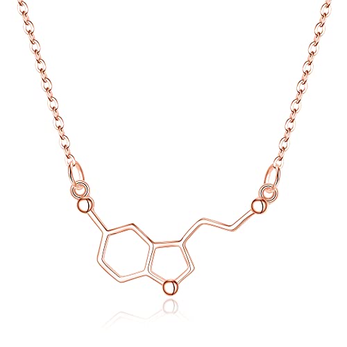 Clearine Molekül Struktur Halskette 925 Sterling Silber Rosegold Ton Glück Neurotransmitter Serotonin Chemie Schmuck Geschenk für Liebhaber der Wissenschaft Clearine Molekül Struktur Halskette 925 Sterling Silber Rosegold Ton Glück Neurotransmitter Serotonin Chemie Schmuck Geschenk für Liebhaber der Wissenschaft von Clearine