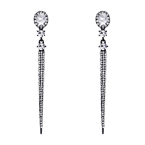 Clearine Nagel Ohrringe voll Kristall mode Trendy Oval lange Chandelier Hängend Ohrstecker Ohrschmuck Klar Schwarz-Ton Clearine Nagel Ohrringe voll Kristall mode Trendy Oval lange Chandelier Hängend Ohrstecker Ohrschmuck Klar Schwarz-Ton von Clearine