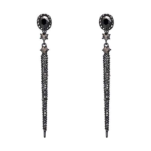 Clearine Nagel Ohrringe voll Kristall mode Trendy Oval lange Chandelier Hängend Ohrstecker Ohrschmuck Schwarz für Party von Clearine