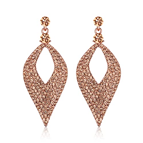 Clearine Ohrringe Kristall Bohemian Party Braut Hollow Blatt Kronleuchter baumeln Ohrhänger Pfirsich-Morganite-Farbe Roségold-Ton Clearine Ohrringe Kristall Bohemian Party Braut Hollow Blatt Kronleuchter baumeln Ohrhänger Pfirsich-Morganite-Farbe Roségold-Ton von Clearine