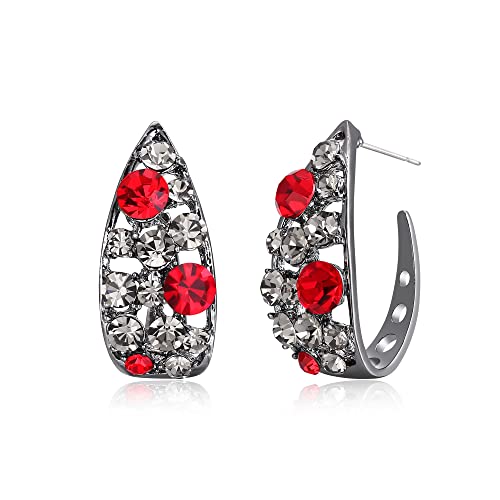 Clearine Ohrstecker funkelnden Strass Kristall Kristall Träne Form Ohrringe für Damen Party Prom Rubin-Rot Schwarz-Ton Clearine Ohrstecker funkelnden Strass Kristall Kristall Träne Form Ohrringe für Damen Party Prom Rubin-Rot Schwarz-Ton von Clearine