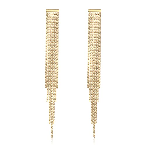 Clearine Quaste Ohrringe Mode Gold plattiert lange Kronleuchter baumeln Tropfen Fransen Ohrringe für Hochzeit Damen Party Prom von Clearine