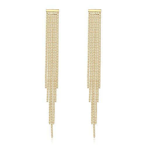 Clearine Quaste Mode Gold plattiert lange Kronleuchter baumeln Tropfen Fransen Ohrringe für Hochzeit Damen Party Prom von Clearine