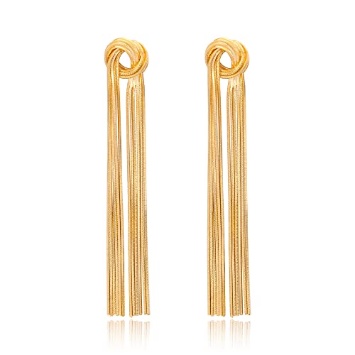 Clearine Mode lange Kronleuchter Quaste Knoten baumeln Tropfen Ohrringe für Damen Partei Prom Gold-Ton von Clearine