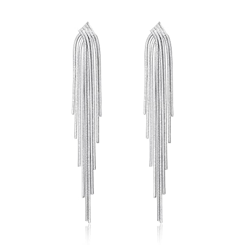 Clearine Quaste Ohrringe Mode lange lineare baumeln Tropfen Ohrringe für Damen Party Prom Silber-Ton von Clearine