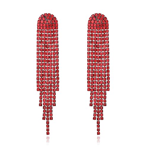 Clearine Braut Quaste für Damen funkeln Strass Kristall lange lineare Tropfen Kronleuchter böhmische baumeln Ohrringe Rot Schwarz Ton Clearine Braut Quaste für Damen funkeln Strass Kristall lange lineare Tropfen Kronleuchter böhmische baumeln Ohrringe Rot Schwarz Ton von Clearine