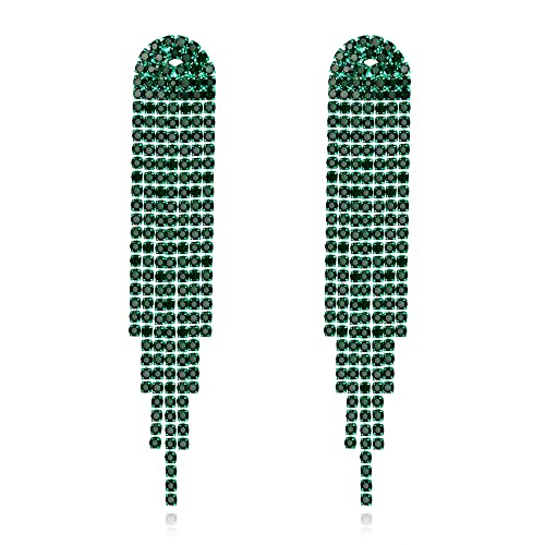 Clearine Bridal Quaste für Damen funkeln Strass Kristall lange Tropfen Kronleuchter böhmischen baumelnden Ohrringe Grün Clearine Bridal Quaste für Damen funkeln Strass Kristall lange Tropfen Kronleuchter böhmischen baumelnden Ohrringe Grün von Clearine
