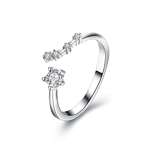 Clearine Ring 12 Konstellation Sternzeichen Zirkonia Verstellbarer für Damen Mädchen Widder Horoskop Sternbild Astrologie von Clearine