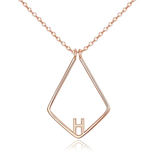 Clearine Ringhalter Halskette für Damen Mädchen 925 Sterling Silber Buchstabe H 14ct Rose Gold Geometrischer Anhänger Kette Clearine Ringhalter Halskette für Damen Mädchen 925 Sterling Silber Buchstabe H 14ct Rose Gold Geometrischer Anhänger Kette von Clearine