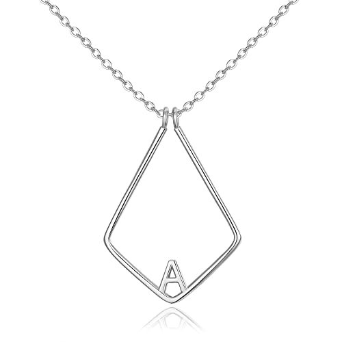 Clearine Ringhalter Halskette für Damen Mädchen 925 Sterling Silber Ringhalter Halskette Buchstabe A Geometrischer Anhänger Kette für Damen von Clearine