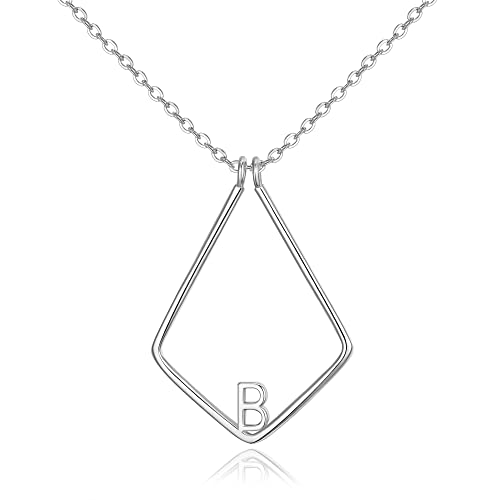 Clearine Ringhalter Halskette für Damen Mädchen 925 Sterling Silber Ringhalter Halskette Buchstabe B Geometrischer Anhänger Kette für Damen von Clearine
