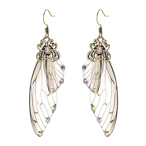 Clearine Schmetterling Ohrringe Flügel Tropfen Kristall Libelle Insekten Haken Ohrhänger für Damen Iridescent AB Gold-Tone von Clearine