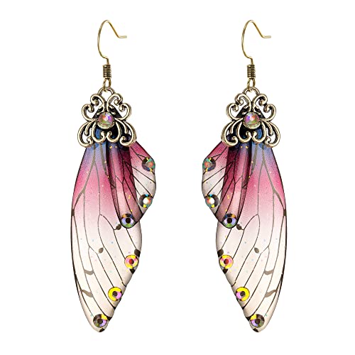 Clearine Schmetterling Ohrringe Flügel Tropfen Kristall Libelle Insekten Haken Ohrhänger für Damen Lila Antik Gold-Tone von Clearine