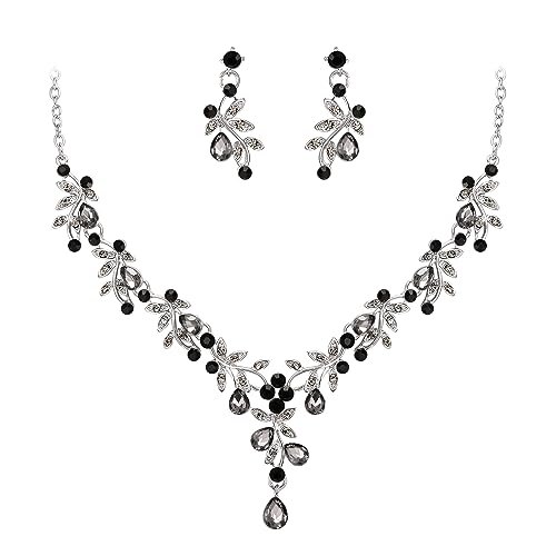 Clearine Schmuck Set für Braut Damen Strass Tropfen Marquise Kristall Cluster Anhänger Y Halskette Kronleuchter Ohrringe für Prom Grau Silber Ton Clearine Schmuck Set für Braut Damen Strass Tropfen Marquise Kristall Cluster Anhänger Y Halskette Kronleuchter Ohrringe für Prom Grau Silber Ton von Clearine