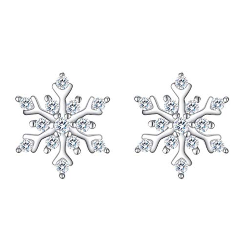 Clearine Schneeflocke Ohrringe 925 Sterling Silber Cubic Zirconia Schneeflocken Winter Ohrstecker für Party, Weihnachten von Clearine