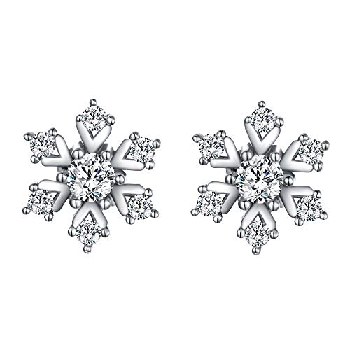 Clearine Schneeflocke Ohrringe 925 Sterling Silber Winter Snow Ohrstecker Zirkonia Klar Silber Ton für Party Weihnachten von Clearine