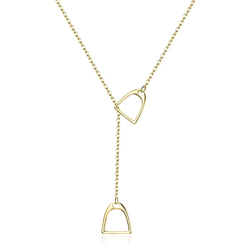 Clearine Steigbügel Halskette 925 Sterling Silber 14K vergoldete Pferd Anhänger Interlock Doppelter Stirrup Schmuck Geschenk für Damen Mädchen Tiere Liebhaber Clearine Steigbügel Halskette 925 Sterling Silber 14K vergoldete Pferd Anhänger Interlock Doppelter Stirrup Schmuck Geschenk für Damen Mädchen Tiere Liebhaber von Clearine