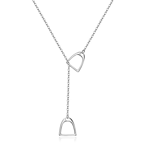 Clearine Steigbügel Halskette 925 Sterling Silber Pferd Anhänger Interlock Doppelter Stirrup Schmuck Geschenk für Damen Mädchen Tiere Liebhaber Clearine Steigbügel Halskette 925 Sterling Silber Pferd Anhänger Interlock Doppelter Stirrup Schmuck Geschenk für Damen Mädchen Tiere Liebhaber von Clearine