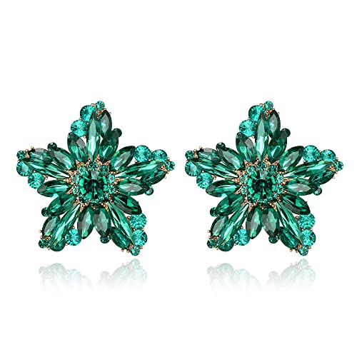 Clearine Stern Ohrstecker Sommer Schmuck Marquise Strass simuliert Perle floralen Ohrringe für Damen Mädchen Urlaub Smaragd Grün Gold Ton von Clearine