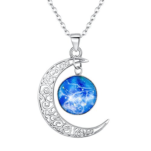 Clearine Sternbild Widder Halskette Damen 925 Sterling Silber Horoskop 12 Konstellation Galaxis Halbmond Mond Münze Blau Anhänger HalsSchmuck Clearine Sternbild Widder Halskette Damen 925 Sterling Silber Horoskop 12 Konstellation Galaxis Halbmond Mond Münze Blau Anhänger HalsSchmuck von Clearine
