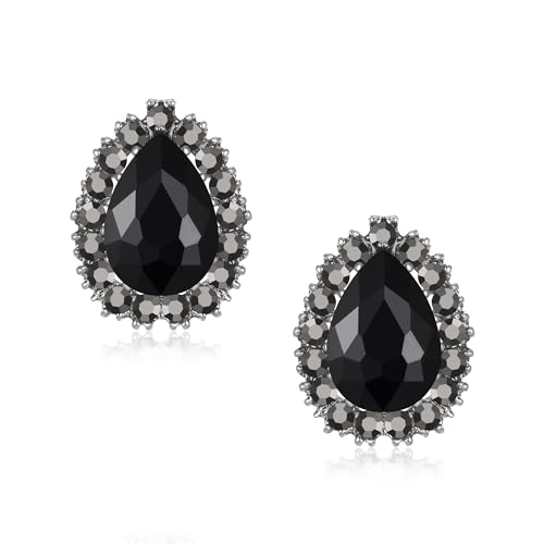 Clearine Teardrop Ohrstecker Kristall Hochzeit Braut Oval Ohrringe für Party Prom Schwarz Antik Silber Ton von Clearine