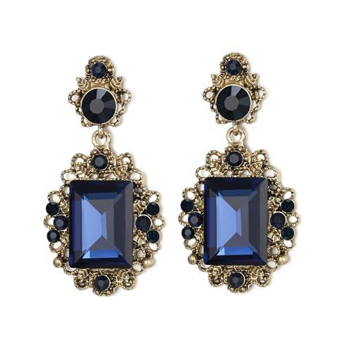 Clearine Victorian Style Dangle Ohrringe für Damen, beeindruckende glänzende Kristall inspiriert Emerald Cut Ohrring für Kostüm Party Prom Schmuck Zubehör Sapphire Antik-Gold-Tone Clearine Victorian Style Dangle Ohrringe für Damen, beeindruckende glänzende Kristall inspiriert Emerald Cut Ohrring für Kostüm Party Prom Schmuck Zubehör Sapphire Antik-Gold-Tone von Clearine