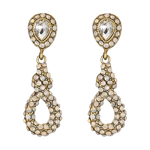 Clearine Vintage Ohrringe Teardrop Tropfen Kristall Infinity Schlange-Form Ohrstecker für Damen Klar Antik-Gold-Ton von Clearine
