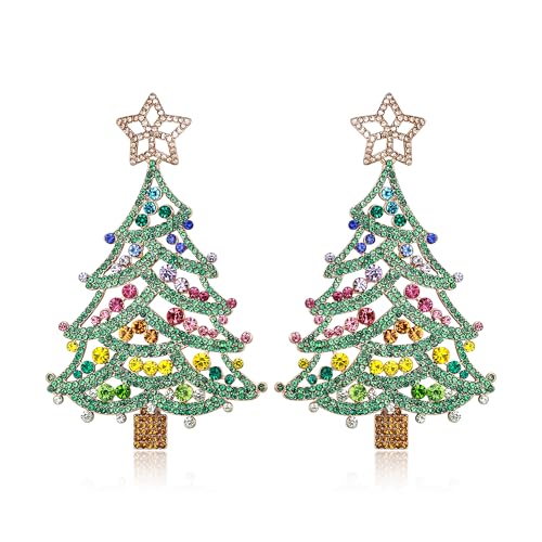 Clearine Weihnachten Ohrringe mit Stern funkelnden Strass Kristall grün Weihnachten Ohrringe für Damen Partyschmuck Zubehör Geschenk von Clearine