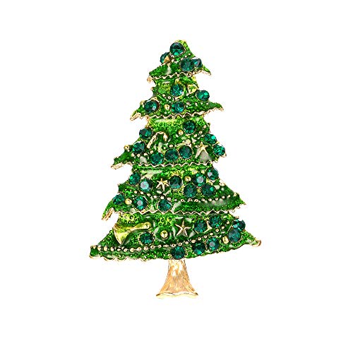 Clearine Weihnachtsbaum Brosche Kristall Emaille Weihnachten Ornamenten Pin für Kleidung Smaragdfarbener Edelstein von Clearine