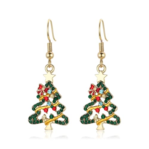 Clearine Weihnachtsbaum Ohrringe für Damen Glänzend Strass Niedlich Schleife Knoten Hängen Ohrring Weihnachtsfest Dekoration Urlaub Party Schmuck Geschenk Gold-Tone Clearine Weihnachtsbaum Ohrringe für Damen Glänzend Strass Niedlich Schleife Knoten Hängen Ohrring Weihnachtsfest Dekoration Urlaub Party Schmuck Geschenk Gold-Tone von Clearine