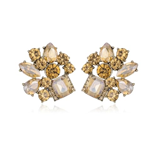 Clearine funkelnden Strass Marquise Teardrop Emerald Cut Statement Dangle Drop Ohrringe für Damen Braut Brautjungfer Hochzeit Party Prom Schmuck Zubehör Champagner Antik Gold-Tone von Clearine