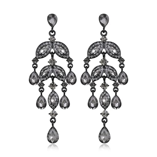 Clearine wunderschöne glänzende Strasssteine Tropfen Marquise Cluster Kronleuchter lange baumeln Ohrringe für Damen Hochzeit Partei Prom Schmuck Grau Schwarz-Ton Clearine wunderschöne glänzende Strasssteine Tropfen Marquise Cluster Kronleuchter lange baumeln Ohrringe für Damen Hochzeit Partei Prom Schmuck Grau Schwarz-Ton von Clearine