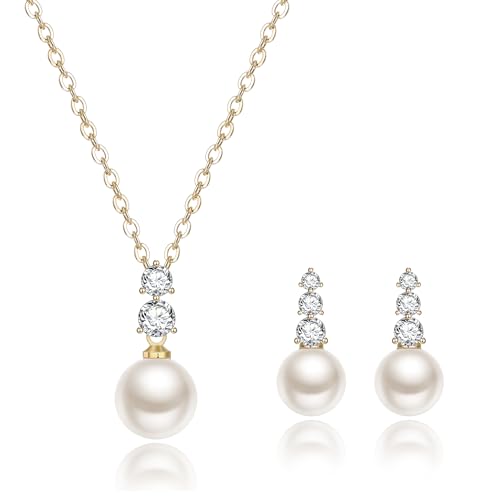 Clearine zierliche natürliche Perlenkette für Damen, elegante Cubic Zirkonia Perlen Anhänger Halskette Schmuck Geschenk für Valentinstag Weihnachten Muttertag Elfenbein Gold-Ton Clearine zierliche natürliche Perlenkette für Damen, elegante Cubic Zirkonia Perlen Anhänger Halskette Schmuck Geschenk für Valentinstag Weihnachten Muttertag Elfenbein Gold-Ton von Clearine