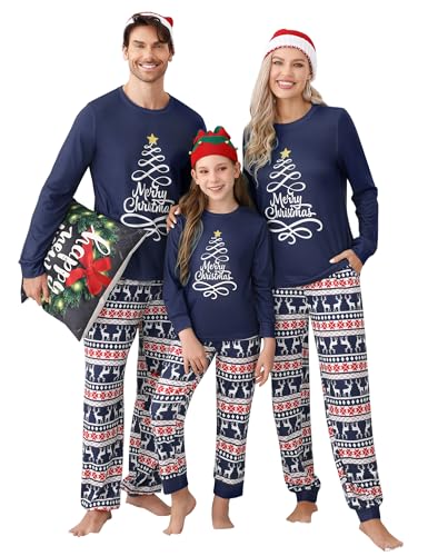 Clearlove Christmas Familien Weihnachten Pyjama Schlafanzug Langarm Zweiteiliger Set Sleepwear Nachtwäsche für Familien(Herren-Blau,XL) von Clearlove