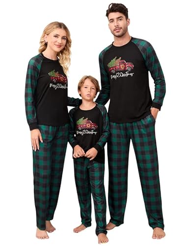 Clearlove Christmas Familien Weihnachten Pyjama Set Weihnachten Schlafanzug Langarm Zweiteiliger Set Sleepwear Nachtwäsche für Familien Männer-Grün2 XL von Clearlove