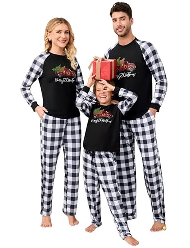Clearlove Christmas Familien Weihnachten Pyjama Set Weihnachten Schlafanzug Langarm Zweiteiliger Set Sleepwear Nachtwäsche für Familien Männer-Weiß2 2XL von Clearlove