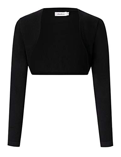 Clearlove Damen Bolero Langarm Strickjacke Festlich Schulterjacke Kurz Shrug Cardigan Top,Schwarz,L von Clearlove