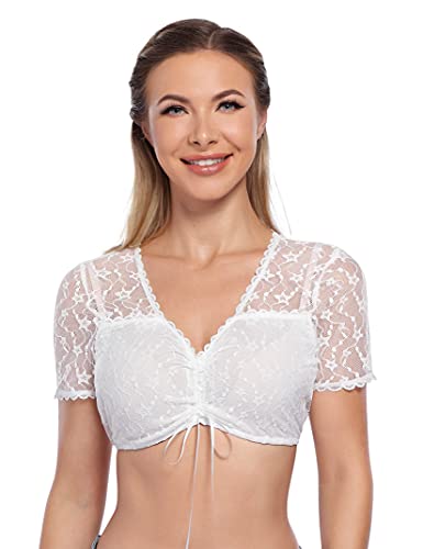 Clearlove Damen Dirndlbluse Spitze Trachtenbluse für Oktoberfest（Verpackung MEHRWEG） von Clearlove