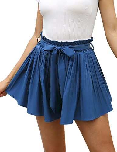 Clearlove Damen Hosenrock Elegant Shorts Kurze Hohe Taille A Linie Culottes Hose Sommer Casual Rock mit Short für Damen Blau M von Clearlove