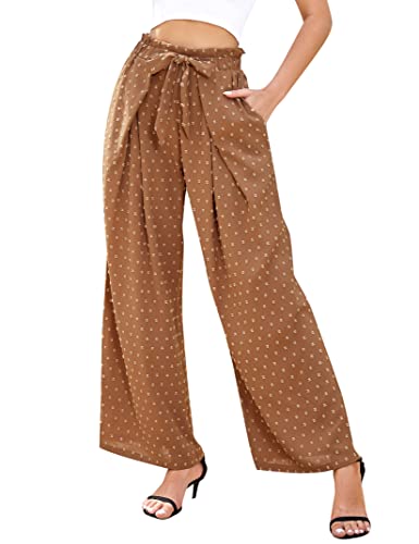 Clearlove Freizeithose Damen Weitbeinhose Lang Sommerhose Weites Bein Lounge Causal Pants(B-Braun,S) von Clearlove