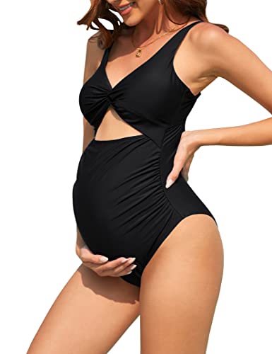 Clearlove Schwangerschafts-Badeanzug, einteilig, Schwarz, Medium von Clearlove