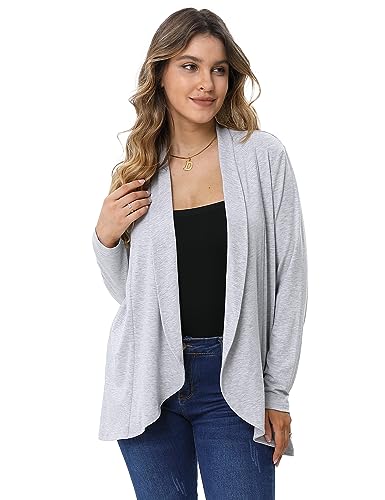 Clearlove Strickjacke Damen Cardigan Elegante Leicht Langarm Offene Strickcardigan(Grau,L) von Clearlove