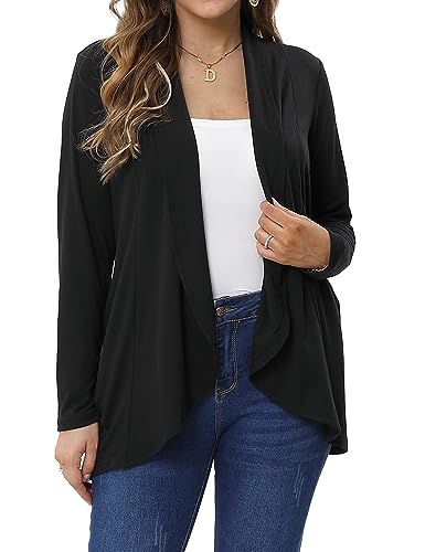 Clearlove Strickjacke Damen Cardigan Elegante Leicht Langarm Offene Strickcardigan(Schwarz,M) von Clearlove