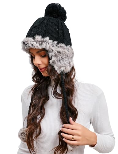 Clearlove Damen Winter Mütze Warme Strickmütze mit Weichem Innenfutter Gefütterte Strickmütze (dunkelgrau) von Clearlove