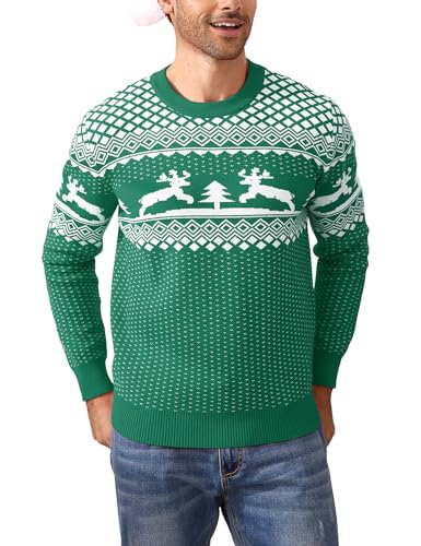 Clearlove Unisex Weihnachtspullover Damen Weihnachtspulli Herren Ugly Christmas Reindeer Winter Pullover Sweater für Pärchen Herren-Grün L von Clearlove