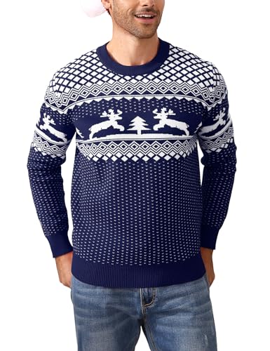 Clearlove Unisex Weihnachtspullover Damen Weihnachtspulli Herren Ugly Christmas Reindeer Winter Pullover Sweater für Pärchen Herren-Navy Blau M von Clearlove